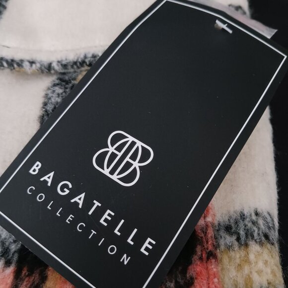 NEW Bagatelle Plaid Print Oversized Cropped Jacket in Cream & Rust,‎ Size M - Picture 12 of 14